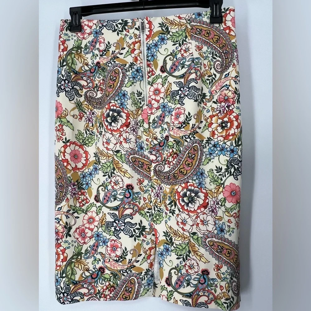 CATHERINE MALANDRINO FRENCH DESIGNER FLORAL‎ PENCIL SKIRT - Picture 3 of 6